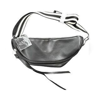 Ulta, NWT Black Crossbody Bag, Belt Bag,With Striped Strap|
